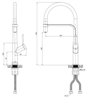 Смеситель для кухни ESKO Kitchen K50GB золото черный